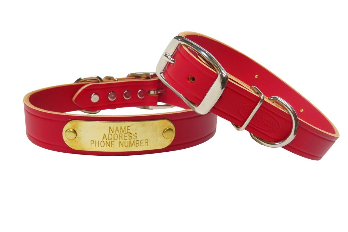 HandCrafted Red Leather Dog Collars Warner Pet Products